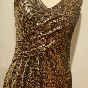 NWT - Sequin Sleeveless Top - Black and Gold